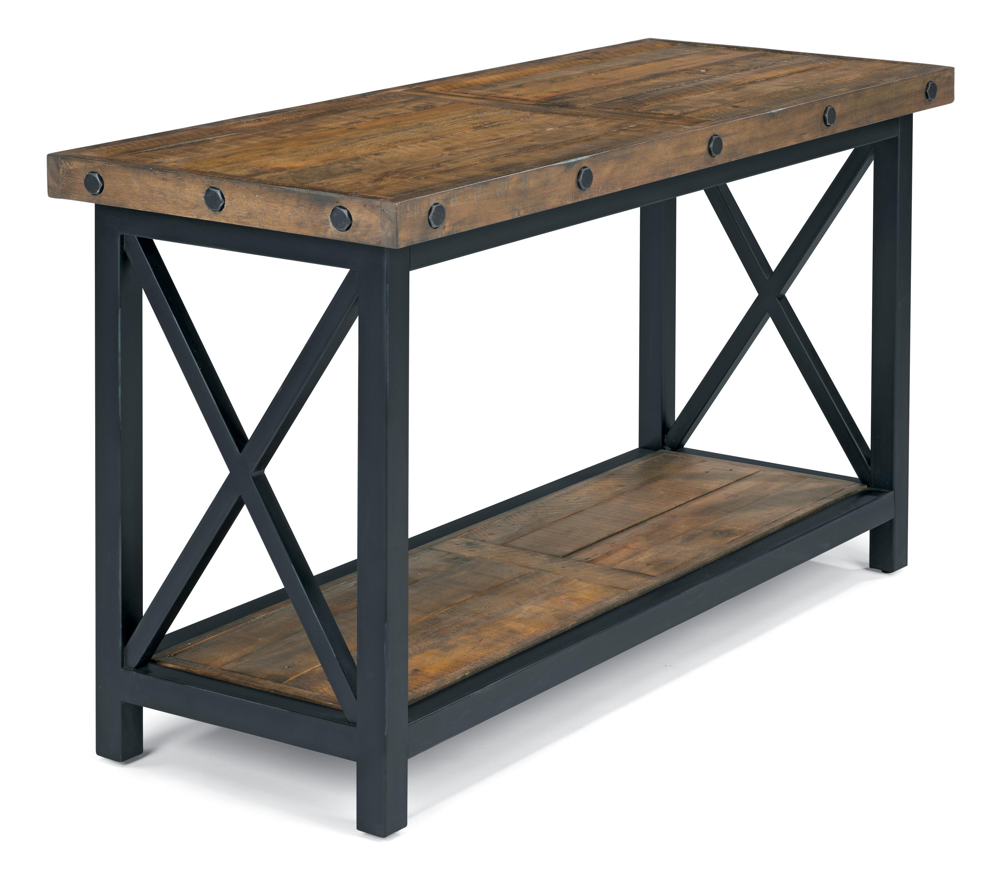 Wynwood, A Flexsteel Company Carpenter Sofa Table with Rectangle Wood Plank Top and 1 Shelf